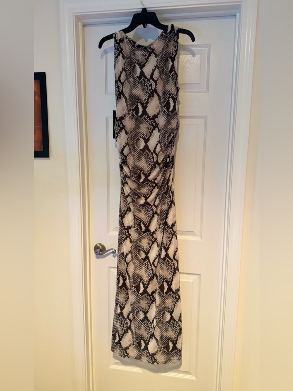 Snake Print Maxi Dress in Black and Cream